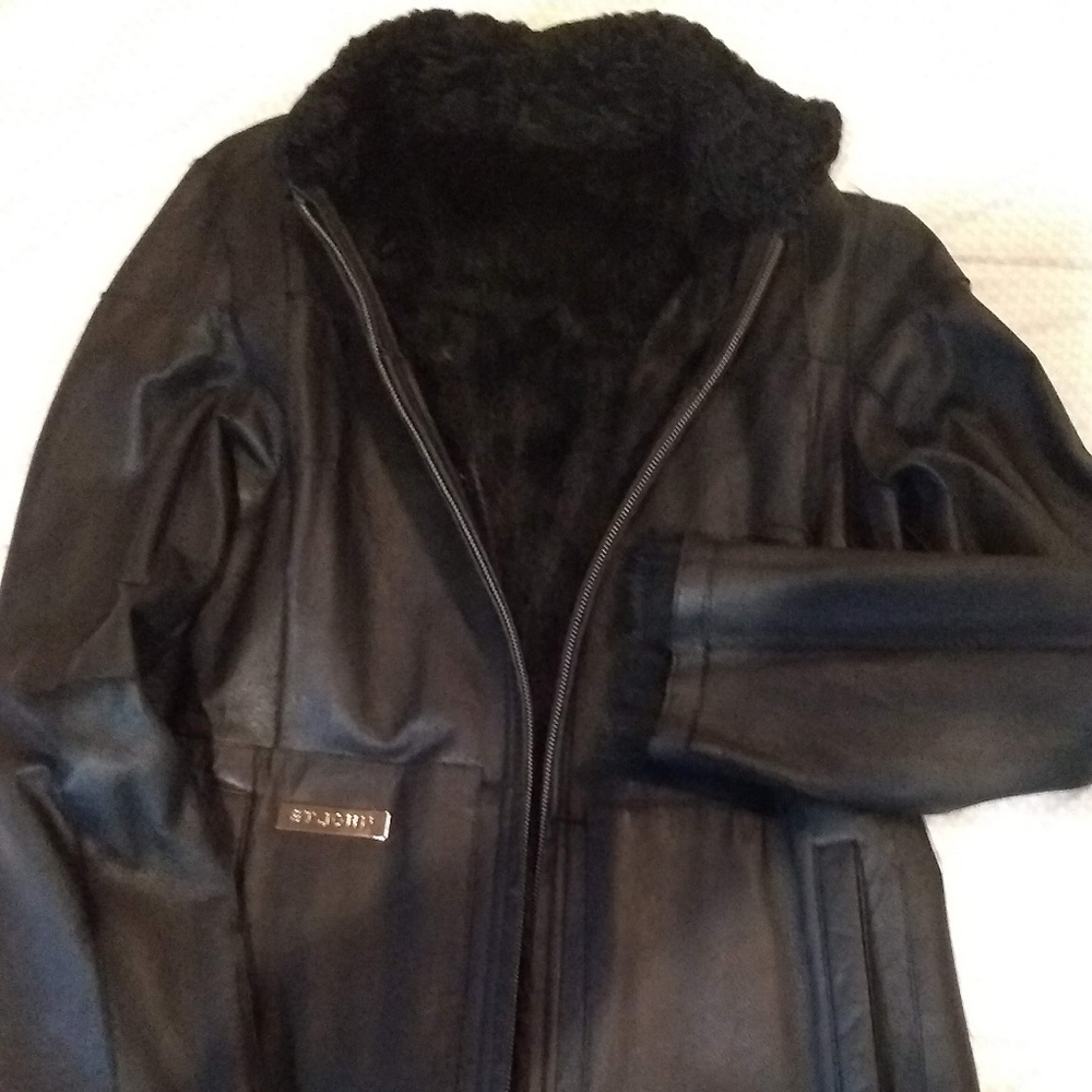 St. John Couture Rex Fur/Leather Reversible Jacket